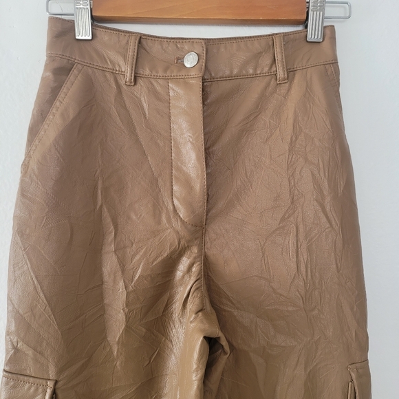 Aritzia Wilfred Cargo pants Soft Vegan leather camel - Picture 2 of 16